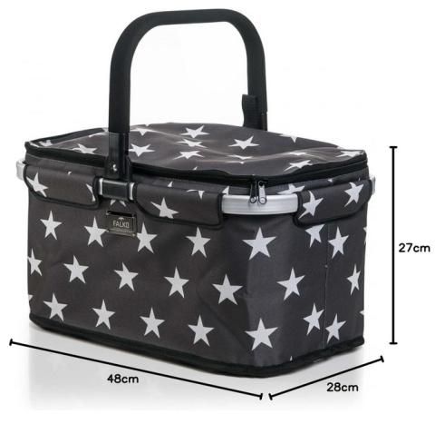Genius Falko Premium Kosz na Zakupy 22L, Składany, Szary z Białymi Gwiazdkami Genius Falko Premium Kosz na Zakupy 22L, Składany, Szary z Białymi Gwiazdkami