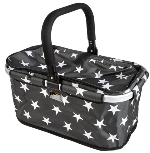 Genius Falko Premium Kosz na Zakupy 22L, Składany, Szary z Białymi Gwiazdkami Genius Falko Premium Kosz na Zakupy 22L, Składany, Szary z Białymi Gwiazdkami