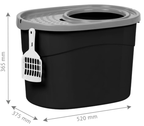 Iris Ohyama kuweta z wejściem od góry, duża plastikowa, S52 x G37,5 x W36,5 cm, czarno-szara Iris Ohyama kuweta z wejściem od góry, duża plastikowa, S52 x G37,5 x W36,5 cm, czarno-szara