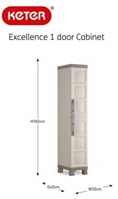 Keter Excellence – Szafka wysoka, beżowa, 33 x 45 x 182 cm Keter Excellence – Szafka wysoka, beżowa, 33 x 45 x 182 cm