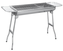 Sunjas Grill na Węgiel Drzewny ze Stali Nierdzewnej, Składany, Przenośny Grill Kempingowy, 74 x 33,5 x 71,5 cm