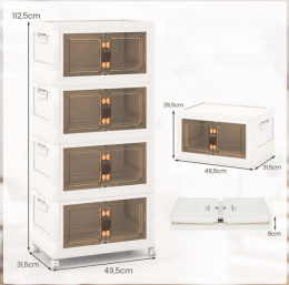 Składana Szafka Organizer z 4 Półkami, 49,5 x 31,5 x 112,5 cm – Praktyczna, Stabilna i Wielofunkcyjna