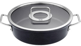Fissler Adamant Garnek Aluminiowy Ø 28 cm, 4,3 l, Indukcyjny, Smażenie, Szklana Pokrywka, Nieprzywierający, Antracyt