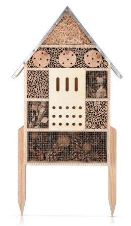 Navaris XL drewniany hotel dla owadów 38 x 11,5 x 57 cm – Domek ogrodowy dla pszczół, motyli, biedronek