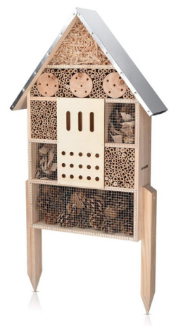 Navaris XL drewniany hotel dla owadów 38 x 11,5 x 57 cm – Domek ogrodowy dla pszczół, motyli, biedronek