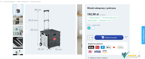 Relaxdays składany wózek zakupowy z pokrywką Relaxdays składany wózek zakupowy z pokrywką