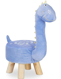 Taboret dla Dzieci Relaxdays z Motywem Dinozaura, Pluszowe Obicie, Okrągłe Siedzisko, Niebieski