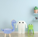 Taboret dla Dzieci Relaxdays z Motywem Dinozaura, Pluszowe Obicie, Okrągłe Siedzisko, Niebieski Taboret dla Dzieci Relaxdays z Motywem Dinozaura, Pluszowe Obicie, Okrągłe Siedzisko, Niebieski