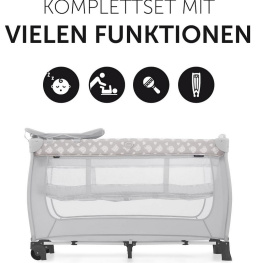 HAUCK Sleep N Play Center – Łóżeczko turystyczne składane 120 x 68,5 cm, szare