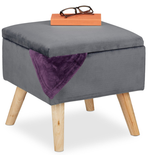 Relaxdays aksamitny stołek/ pufa z miejscem do przechowywania, elegancki siedzisko do salonu Relaxdays aksamitny stołek/ pufa z miejscem do przechowywania, elegancki siedzisko do salonu