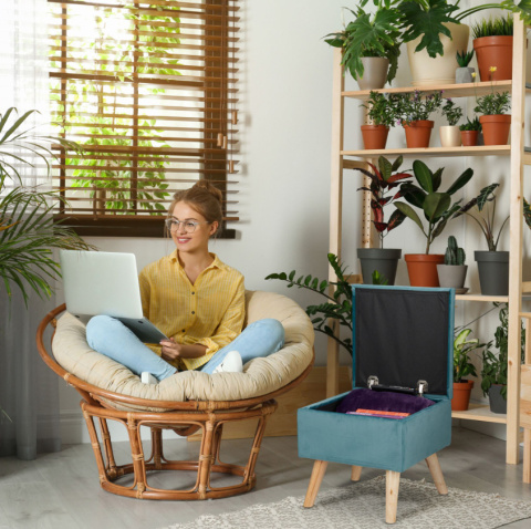 Relaxdays aksamitny stołek/ pufa z miejscem do przechowywania, elegancki siedzisko do salonu Relaxdays aksamitny stołek/ pufa z miejscem do przechowywania, elegancki siedzisko do salonu