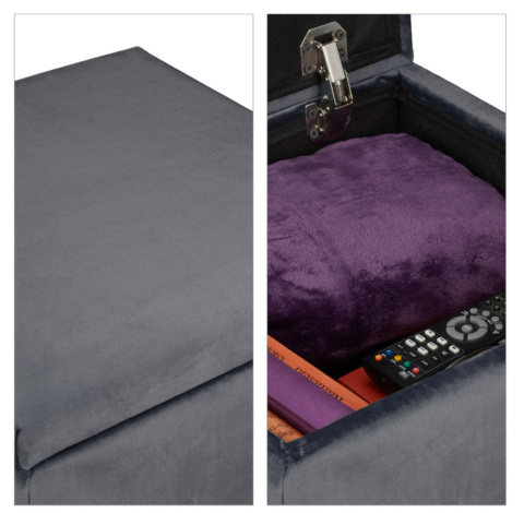 Relaxdays aksamitny stołek/ pufa z miejscem do przechowywania, elegancki siedzisko do salonu Relaxdays aksamitny stołek/ pufa z miejscem do przechowywania, elegancki siedzisko do salonu