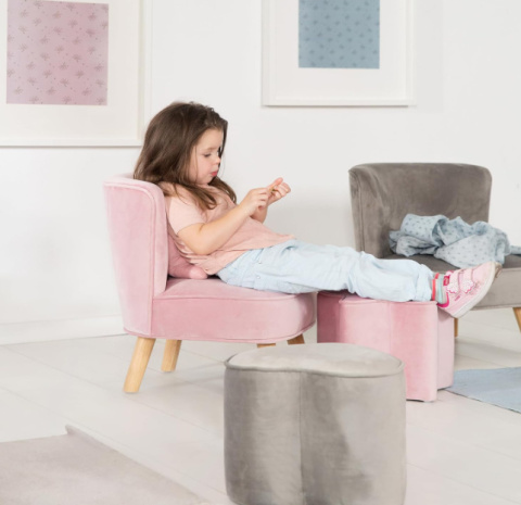 Roba Fotel dziecięcy Lil Sofa – wygodny fotel z weluru, różowy Roba Fotel dziecięcy Lil Sofa – wygodny fotel z weluru, różowy