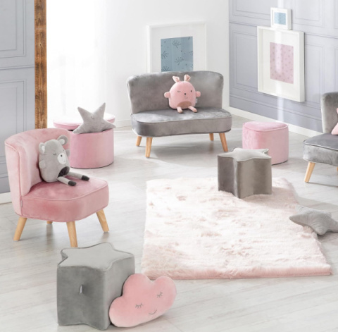 Roba Fotel dziecięcy Lil Sofa – wygodny fotel z weluru, różowy Roba Fotel dziecięcy Lil Sofa – wygodny fotel z weluru, różowy