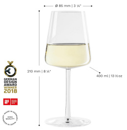 Stölzle Lausitz Kieliszki do Białego Wina, 6 szt., 400 ml, Eleganckie Kryształowe, Mycie w Zmywarce, Rozwój Aromatów