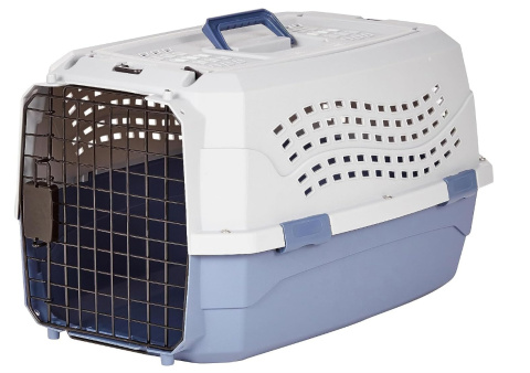 AmazonBasics Transporter dla zwierząt, Niebieski/Biały, 58 x 38 x 33 cm