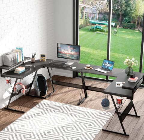 Bestier Biurko Gamingowe L-Shaped 130 cm RGB z Półką Bestier Biurko Gamingowe L-Shaped 130 cm RGB z Półką