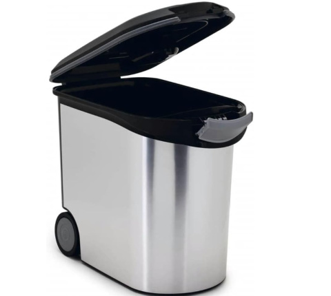 Curver 2068934 – Pojemnik na miska pokarm, 35 l, Czarny/Stalowy Curver 2068934 – Pojemnik na miska pokarm, 35 l, Czarny/Stalowy