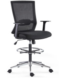 Ergonomiczne krzesło biurowe Sunon z siatki, obrotowe, regulowana wysokość, podnóżek, kółka hamulcowe, czarne