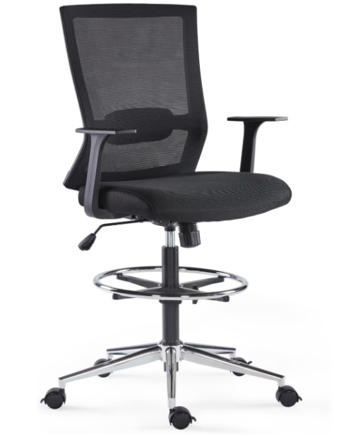 Ergonomiczne krzesło biurowe Sunon z siatki, obrotowe, regulowana wysokość, podnóżek, kółka hamulcowe, czarne Ergonomiczne krzesło biurowe Sunon z siatki, obrotowe, regulowana wysokość, podnóżek, kółka hamulcowe, czarne