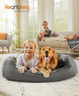 Feandrea XL Legowisko dla Psa – Poduszka z Imitacji Lnu, 110 x 75 cm