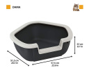 Ferplast Toaleta Narożna dla Kotów – Otwarta Kuweta z Ramką, Czarna, 57,5 x 51,5 x 22 cm Ferplast Toaleta Narożna dla Kotów – Otwarta Kuweta z Ramką, Czarna, 57,5 x 51,5 x 22 cm