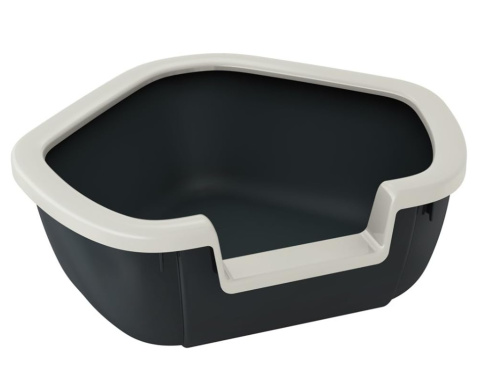 Ferplast Toaleta Narożna dla Kotów – Otwarta Kuweta z Ramką, Czarna, 57,5 x 51,5 x 22 cm Ferplast Toaleta Narożna dla Kotów – Otwarta Kuweta z Ramką, Czarna, 57,5 x 51,5 x 22 cm