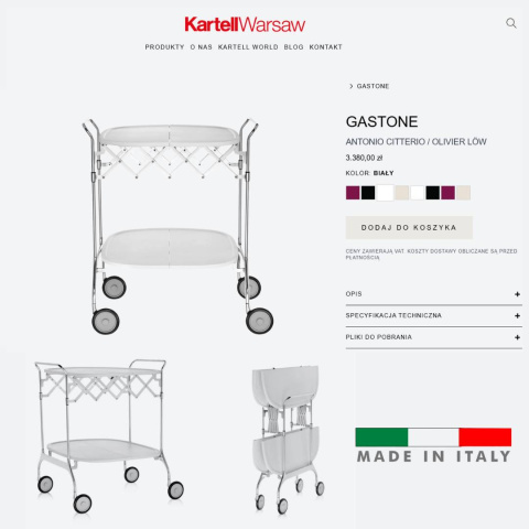 Gastone Wózek White - Kartell wózek gastronomiczny/ barek Gastone Wózek White - Kartell wózek gastronomiczny/ barek