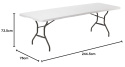 Lifetime 80270 – Składany stół plastikowy 244,5 x 76,1 x 73,6 cm, biały, HDPE, stalowa rama, udźwig 680 kg