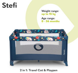 Lionelo STEFI 2w1 – Łóżeczko turystyczne i kojec dla dzieci 0-36 kg z materacem