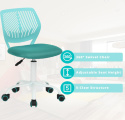 Nowoczesne krzesło biurowe dla dzieci FurnitureR, regulowane i obrotowe, turkusowe Nowoczesne krzesło biurowe dla dzieci FurnitureR, regulowane i obrotowe, turkusowe