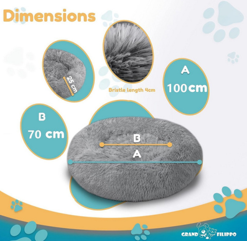 Grand Filippo Fluffy – puszyste legowisko dla psa i kota, 100 cm, ręcznie robione, pranie w pralce Grand Filippo Fluffy – puszyste legowisko dla psa i kota, 100 cm, ręcznie robione, pranie w pralce