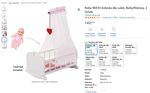 Kołyska dla lalek Bayer Chic 2000 Kołyska dla lalek Bayer Chic 2000