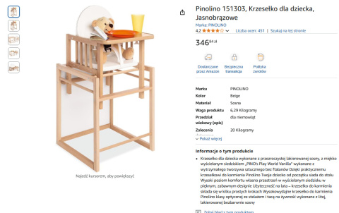 Krzesełko dla dziecka Pinolino Krzesełko dla dziecka Pinolino