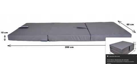 Wodoodporny składany materac turystyczny 200x60x10 cm z uchwytem Wodoodporny składany materac turystyczny 200x60x10 cm z uchwytem