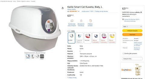 Karlie ColorParade – kuweta zamknięta dla kota, rozmiar L, biała Karlie ColorParade – kuweta zamknięta dla kota, rozmiar L, biała