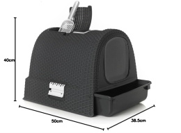 Curver Petlife Kuweta dla Kota – Zamykana Kuweta z Filtracją, Czarna, 50,3 x 40,7 x 37,3 cm