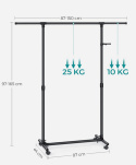 SONGMICS LLR001B01 Clothes Rack – Wózkowa, regulowana suszarka na ubrania