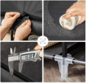 SONGMICS tekstylny składany garderobiany, 150 x 45 x 175 cm, czarny – szafa na ubrania z drążkiem i półkami