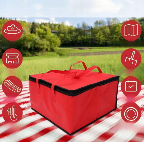 Torba izolacyjna na lunch – przenośna torba bento, czerwona Torba izolacyjna na lunch – przenośna torba bento, czerwona
