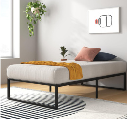 Zinus Lorelai – metalowe łóżko 100 x 200 cm, czarne