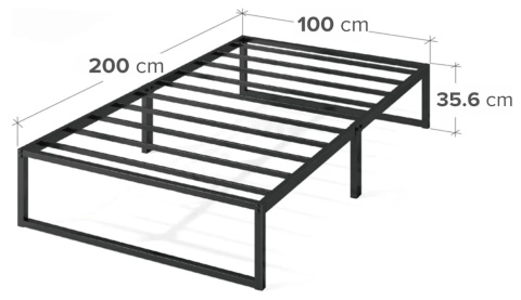 Zinus Lorelai – metalowe łóżko 100 x 200 cm, czarne Zinus Lorelai – metalowe łóżko 100 x 200 cm, czarne