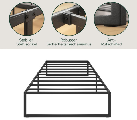 Zinus Lorelai – metalowe łóżko 100 x 200 cm, czarne Zinus Lorelai – metalowe łóżko 100 x 200 cm, czarne