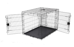 Amazon Basics Klatka dla Psa, Metalowa, Składana, Podwójne Drzwiczki
