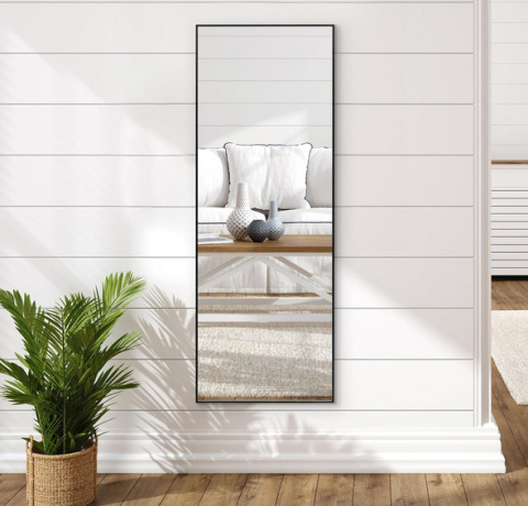 Americanflat Lustro na Nodze 55x150 cm Czarny - Duże Lustro do Sypialni i Salonu Americanflat Lustro na Nodze 55x150 cm Czarny - Duże Lustro do Sypialni i Salonu
