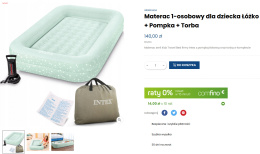 Bezpieczne dmuchane łóżko dziecięce z materacem Intex
