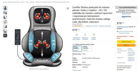 Comfier Shiatsu – Poduszka do masażu pleców i karku z ciepłem Comfier Shiatsu – Poduszka do masażu pleców i karku z ciepłem
