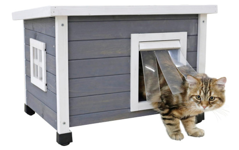 Kerbl Pet Rustica – Drewniany Domek dla Kota, Biały/Szary, 57 x 45 x 43 cm Kerbl Pet Rustica – Drewniany Domek dla Kota, Biały/Szary, 57 x 45 x 43 cm