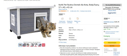 Kerbl Pet Rustica – Drewniany Domek dla Kota, Biały/Szary, 57 x 45 x 43 cm