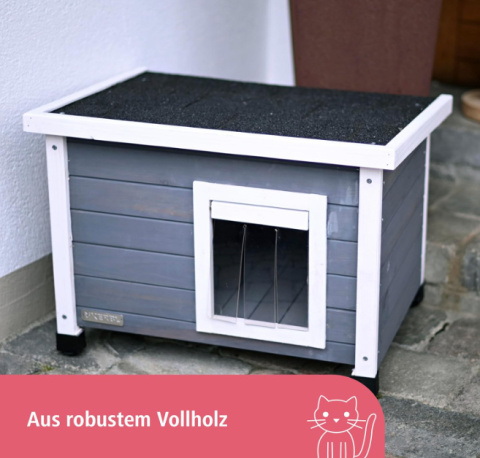 Kerbl Pet Rustica – Drewniany Domek dla Kota, Biały/Szary, 57 x 45 x 43 cm Kerbl Pet Rustica – Drewniany Domek dla Kota, Biały/Szary, 57 x 45 x 43 cm